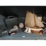 A selection of nautical themed items including 50's style ship light