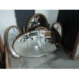 A selection of mirrors including Art Nouveau and tryptich