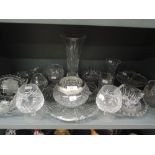A selection of clear cut glass wares including Edinburgh