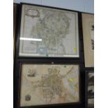 A selection of map prints including Lancashire