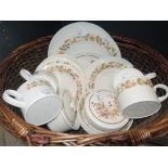 A part tea dinner or picnic service in plastic with transfer print design