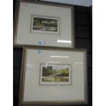 A pair of Limited Edition prints after Carl March, Garden Parks, Milan, signed, 5in x 7in