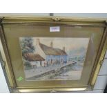 A watercolour, W T Bentley, Riverside village, signed, 8in x 10.5in