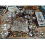 A selection of plated wares including tea set