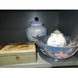 A selection of ceramics including Sylvac misty mornings lidded jar