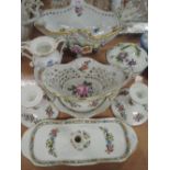 A selection of fine ceramics including Meissen style table centre