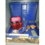 A late 19th century leather travel box by J C Vickery and a selection of miscellaneous including