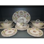 A part dinner service by Royal Swan with transfer print