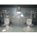 A selection of clear cut glass wares
