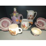 A selection of ceramics including Little Old Lady tea pot