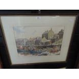 A watercolour, Duncan Lowe, Sunday Morning, Seahouses, signed and dated (19)97 and attributed verso,