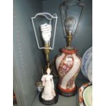 A figural lamp base and similar table lamp