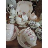A selection of tea cups and saucers including Tuscan china