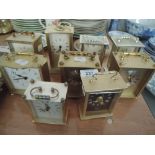 A selection of brass bodied style carriage clocks various style and designs