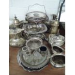 A selection of fine plated wares including tea set etc