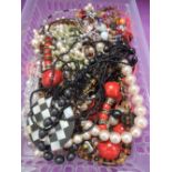 A selection of costume jewellery necklaces including beads, crystal, simulated pearls etc