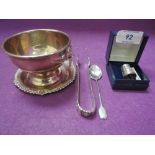 A small selection of HM silver and white metal stamped 800S including sugar bowl having lion mask