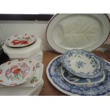 A selection of ceramics including blue and white wears meat tray etc