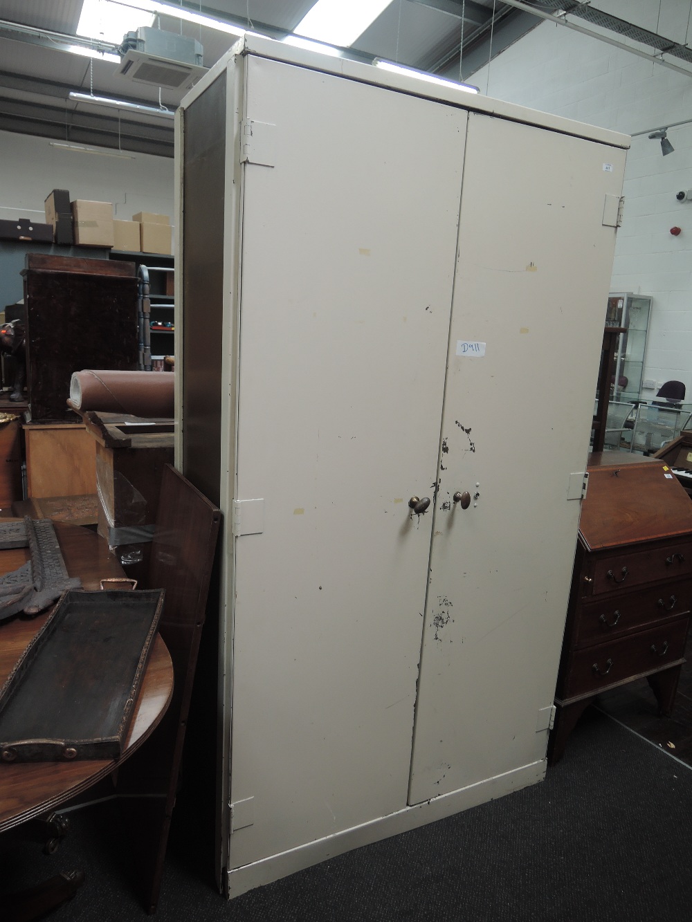 A vintage metal cabinet