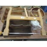 A selection of treen items including Harp saw