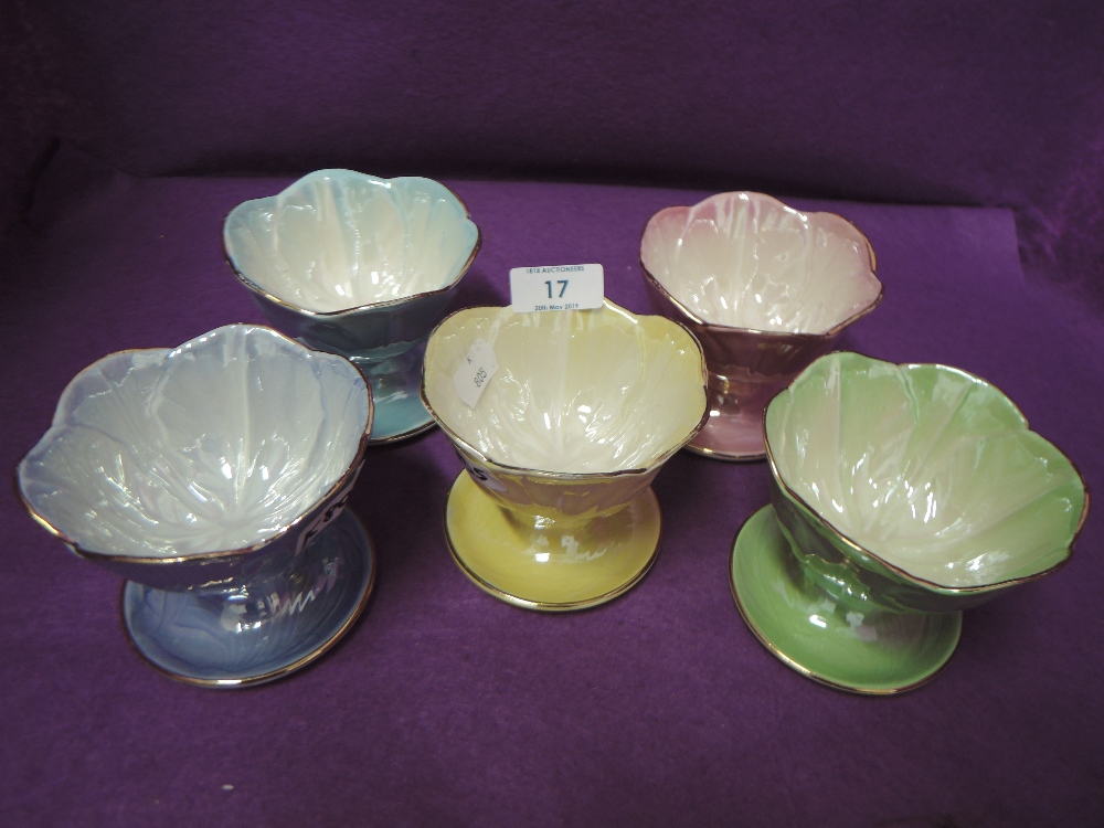 A selection of harlequin ice cream sundae or dessert dishes by Maling