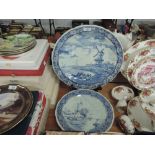 A selection of large Dutch delft charger plates