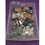 A small selection of costume jewellery including a monocle, brooches, pendant etc