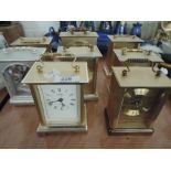 A selection of carriage clocks with brass body designs in various style and makes