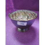 A silver rose bowl of plain circular form bearing presentation inscription to base of pedestal foot,