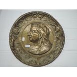 An antique brass plaque for commemoration of Queen Victoria made in France 1897 stamped JLP