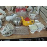 A selection of ceramics and glass wares including Foley milk jug