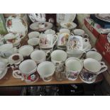 A selection of coronation tea cups and mugs