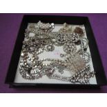 A small selection of diamante jewellery including necklaces, earrings etc