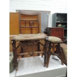 A 19th Century rush seated spindle back chair and a similar period stool
