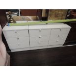 Two vintage white laminate bedroom chests