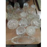 A selection of glass wares including jelly moulds