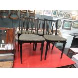 A set of six vintage dining chairs, of stylised designed, labelled Lebus link