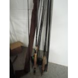 A selection of fly fishing rods and reels
