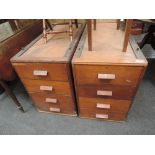 Two vintage desk 4 drawer pedestals