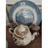 A selection of ceramics including Masons tea pot