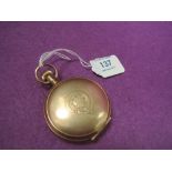 A gold plated hunter pocket watch by Pan America no:2817637, having Roman numeral dial and