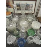 A selection of glass wares including decanters