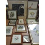 A selection of pictures and photo frames