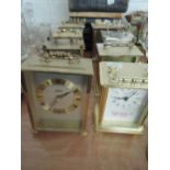 A selection of carriage style clock with brass designs various makes and models