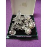 A selection of marcasite jewellery, some stamped silver/800 including brooches and earrings etc