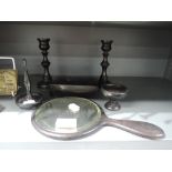 An ebony and HM silver dressing table set