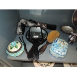A selection of trinket boxes and brush set
