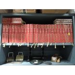 A selection of leather bound thriller and murder mystery volumes by Agatha Christie