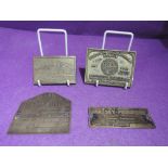 A selection of brass plaques and similar including Massey Ferguson and Barford