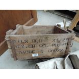 A vintage advertising crate